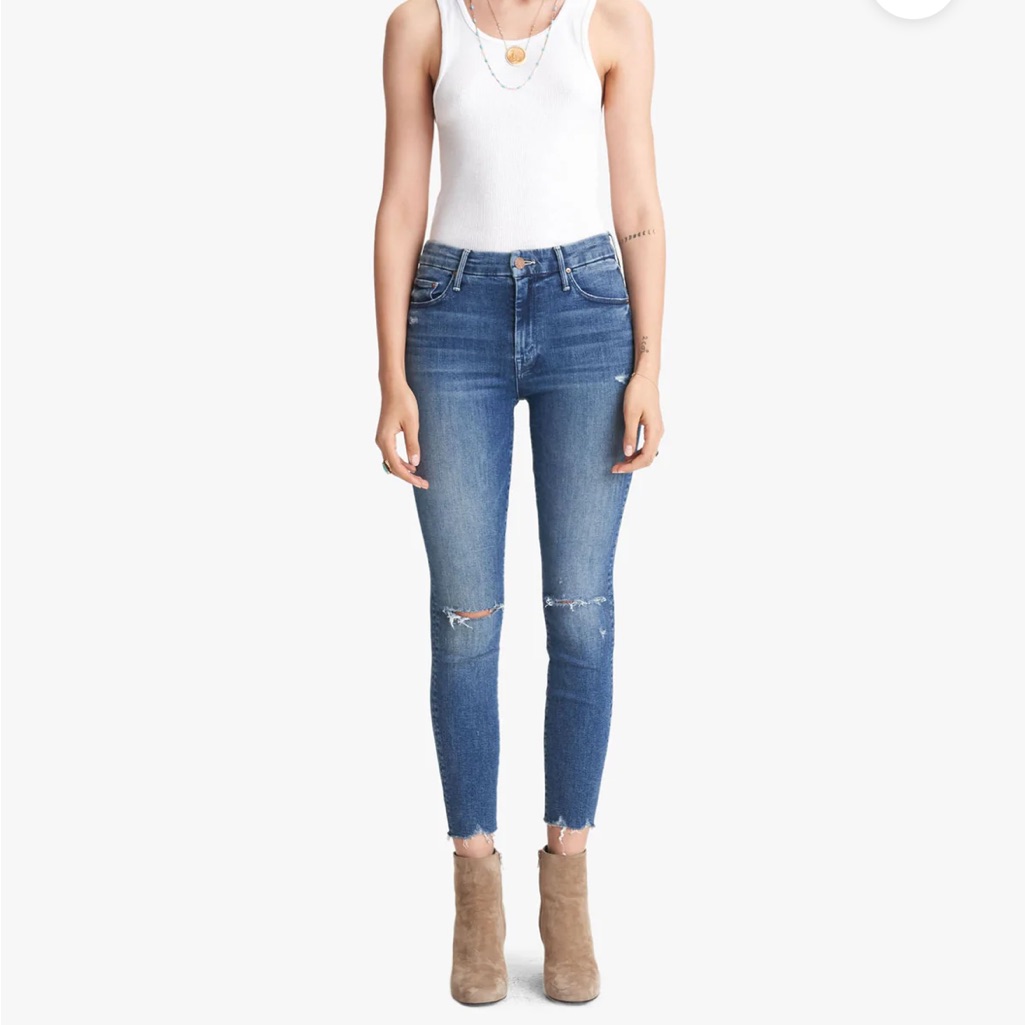 Mother Denim Jeans High Waisted Looker Ankle Fray After All These Years 25